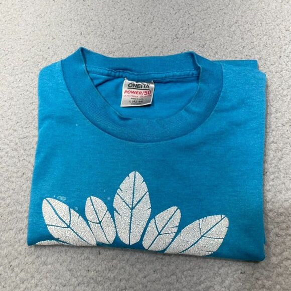 Vintage Oneita Shirt Mens Large Blue Dream Catcher Tribal Single Stitch USA Made - Picture 15 of 16